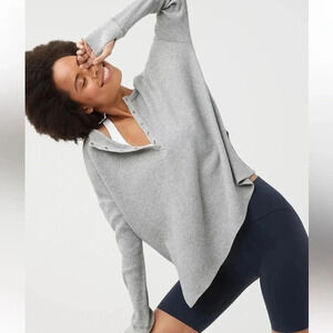 Aerie Real Soft Grey Waffle Knit Lightweight Sweatshirt Women’s Size Small